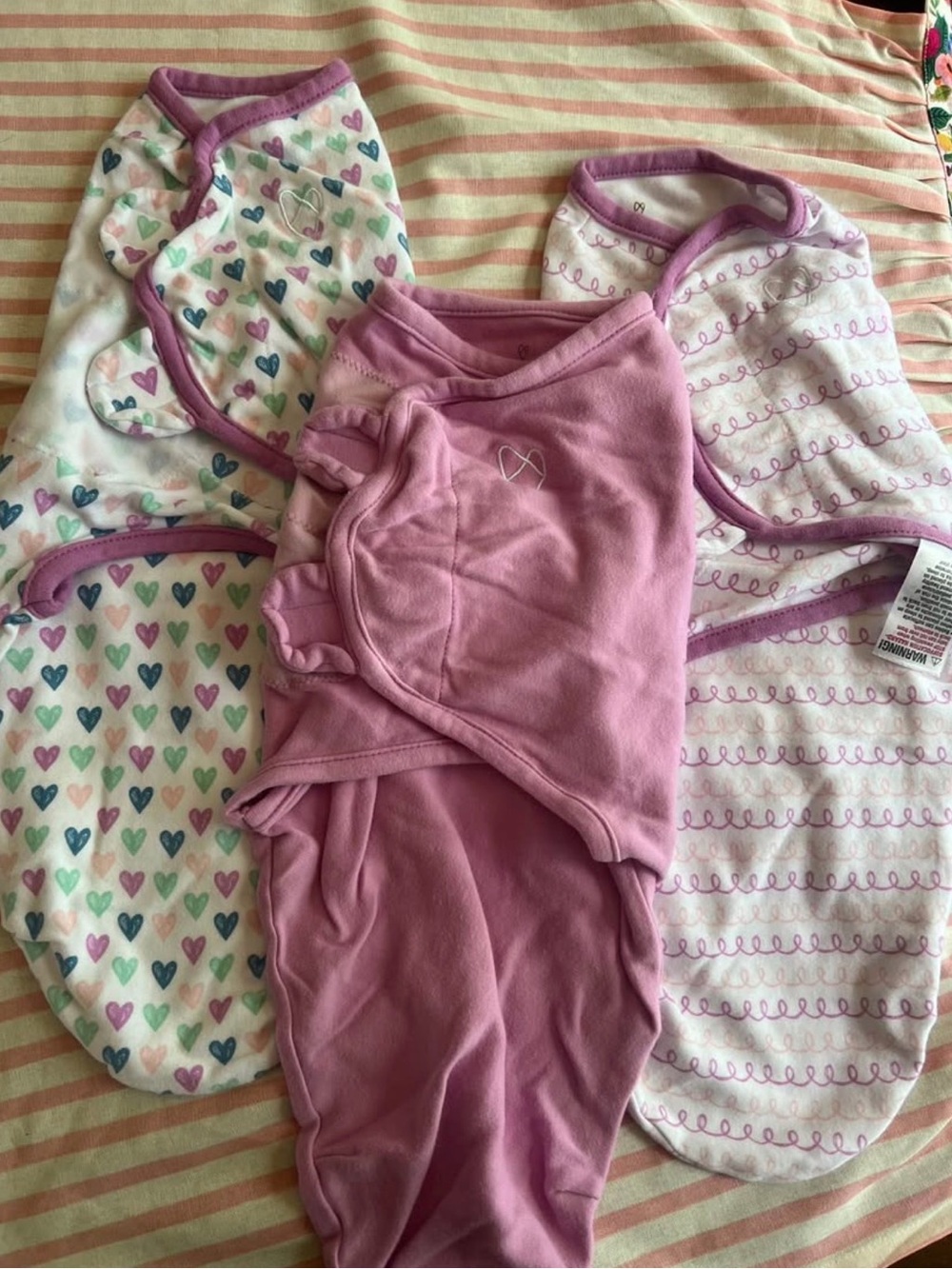 SwaddleMe Pink & Multicolor Heart Printed Sleep Sacks - 3 Pack